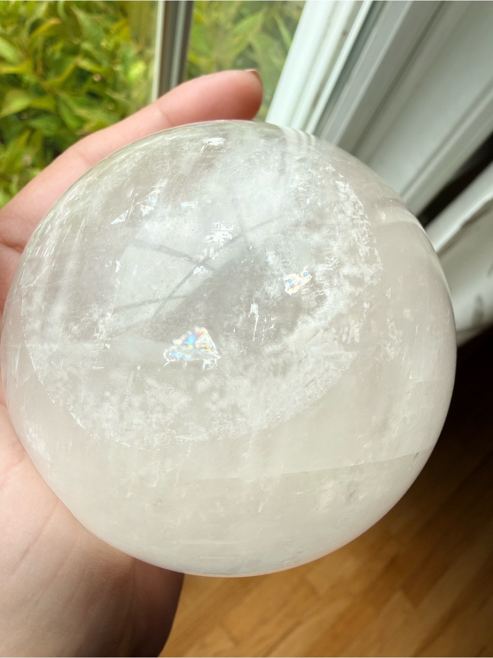 2lb Polished Clear Quartz Sphere —-gorgeous and huge!